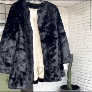Coat Faux Fur Mink Kate Spade Black Coat large